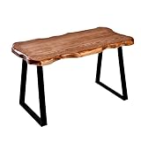 Spetebo Massivholz Sitzbank aus Kiefernholz - 80 x 33 cm - Holzbank mit Metall Beinen - Kiefer massiv Holz Sitz Bank Deko Couch Tisch handgefertigt