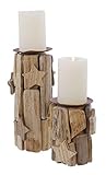 Dekoleidenschaft 2er Set Kerzenhalter “Sternchen”, Teelichthalter, Windlicht aus Holz