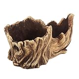 YARNOW Künstliche Treibholz Pflanzer Skulptur Harz Sukkulenten Pflanzer Rustikale Kaktus Behälter Blumentopf Treibholz Stamm Stumpf Log Dekorative Pflanzer Topf